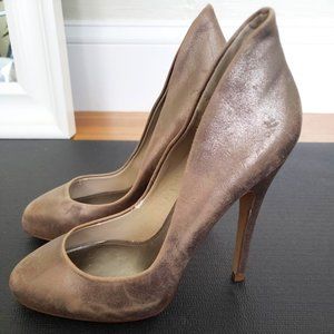 ALDO Distressed Gold Leather Heels